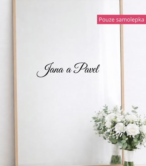Samolepka na uvítací tabuli- jména novomanželů
