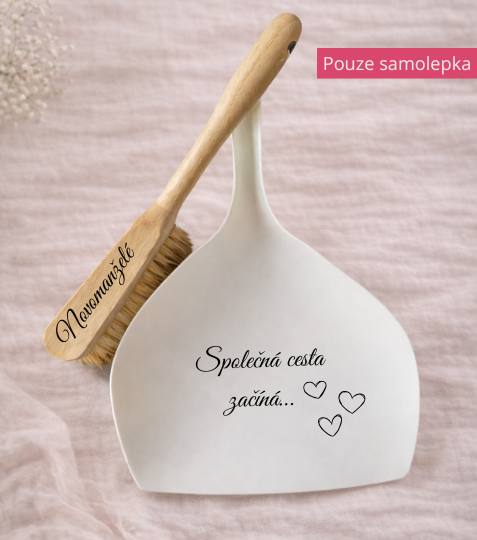 Vinylová samolepka na svatební lopatku a smetáček Novomanželé