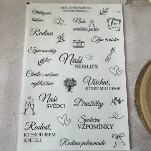 Papírové svatební samolepky do fotoalba – Naši nejbližší