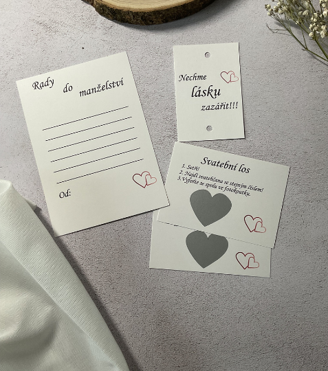 Kartičky Rady do manželství – dvojsrdce