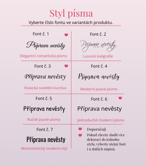 Svatební visačka na dveře Příprava nevěsty srdíčka
