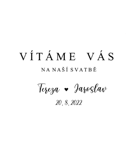 Samolepka na uvítací tabuli se jmény a datem verze D