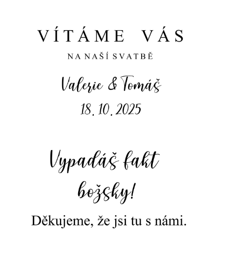 Samolepka na svatební zrcadlo 60x160 cm VYPADÁŠ FAKT BOŽSKY