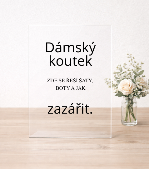 Samolepka vinylová Dámský koutek s popiskem