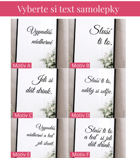 Svatební samolepka na zrcadlo textové motivy Pro hosty