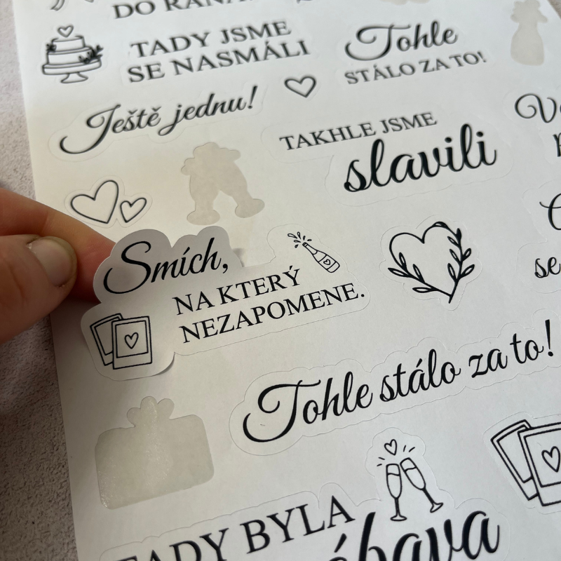 Papírové svatební samolepky do fotoalba – Takhle jsme slavili