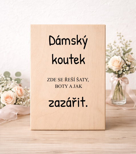 Samolepka vinylová Dámský koutek s popiskem