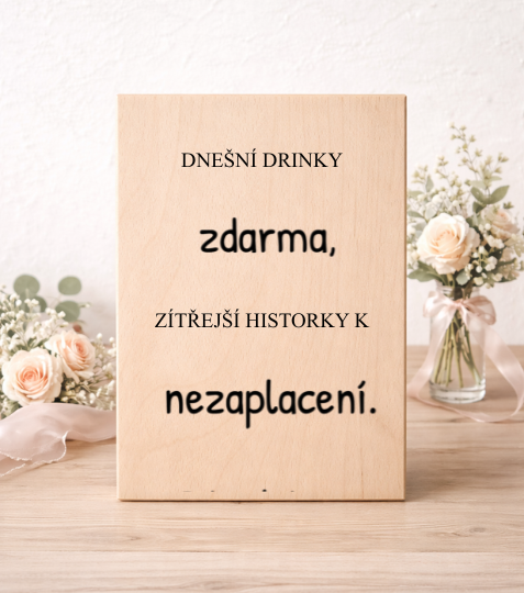 Samolepka vinylová Dnešní drinky zdarma s popiskem