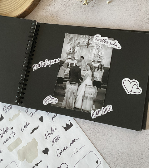 Papírové samolepky do svatební fotoknihy verze B