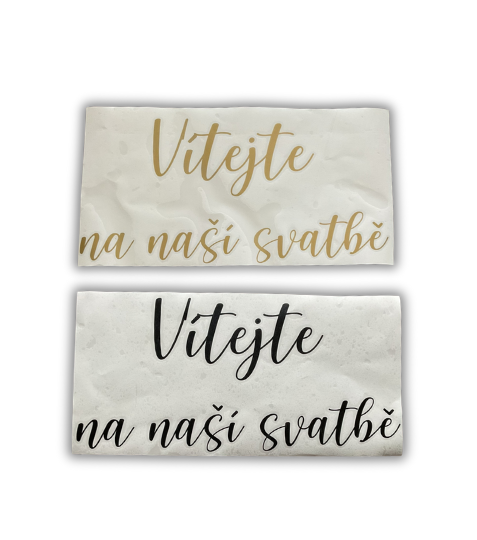 Samolepka na tabuli nebo zrcadlo Vítejte na naší svatbě verze A