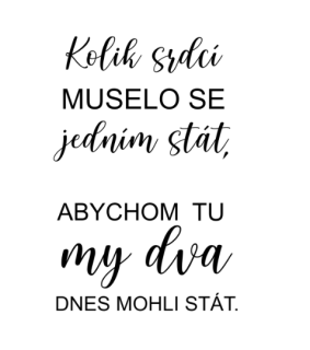 Samolepka Kolik srdcí muselo se jedním stát, abychom tu my dva dnes mohli stát